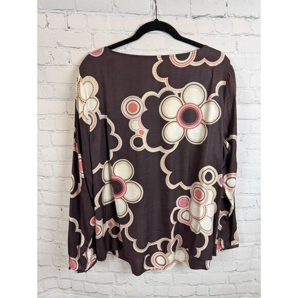 BODEN brown floral viscose silk blouse tunic top size 16 - Picture 6 of 7